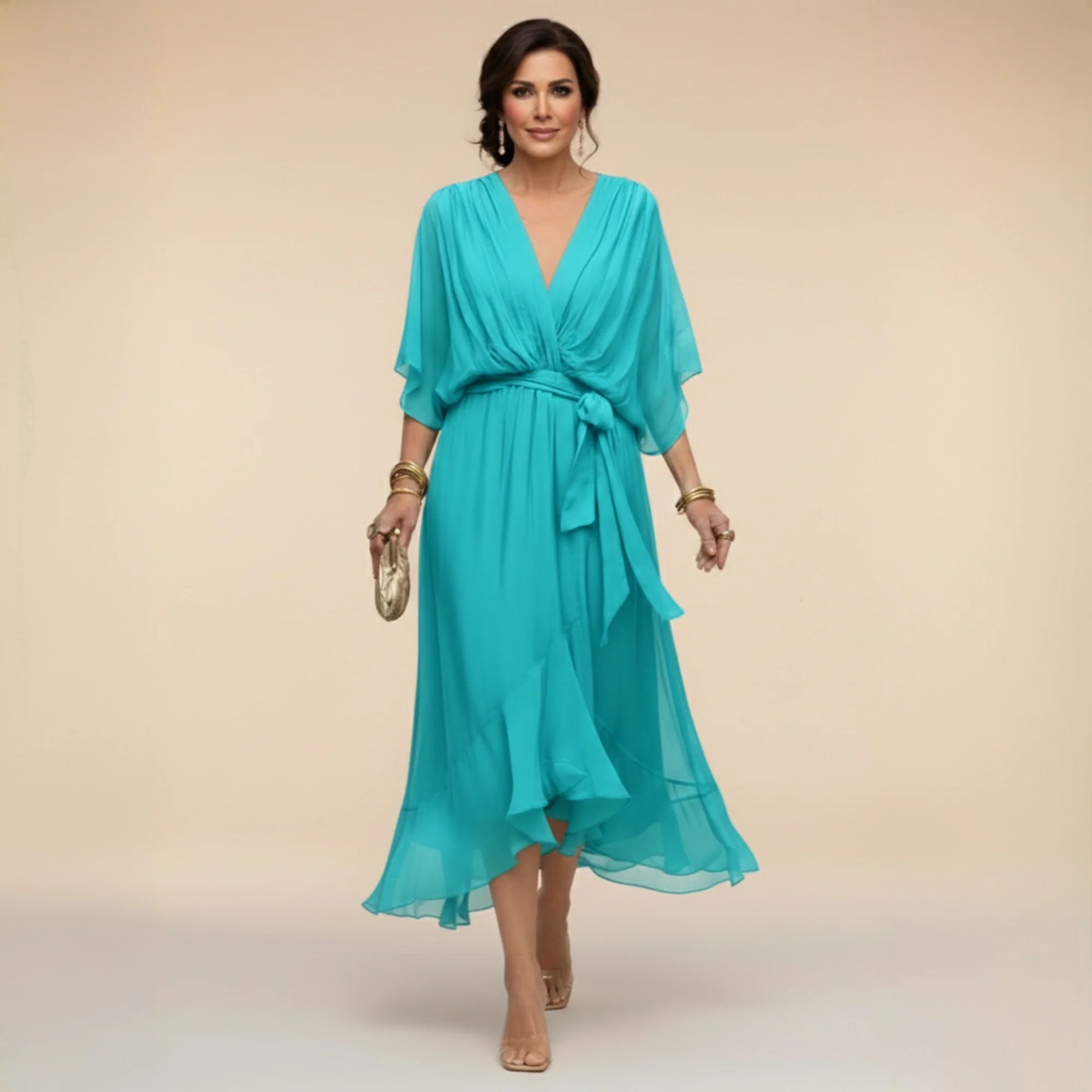 Sofia | Elegante vestido de gasa con escote en V