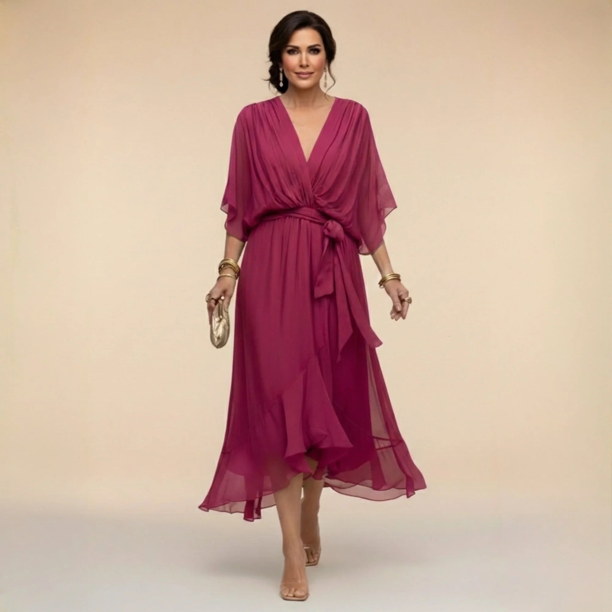 Sofia | Elegante vestido de gasa con escote en V