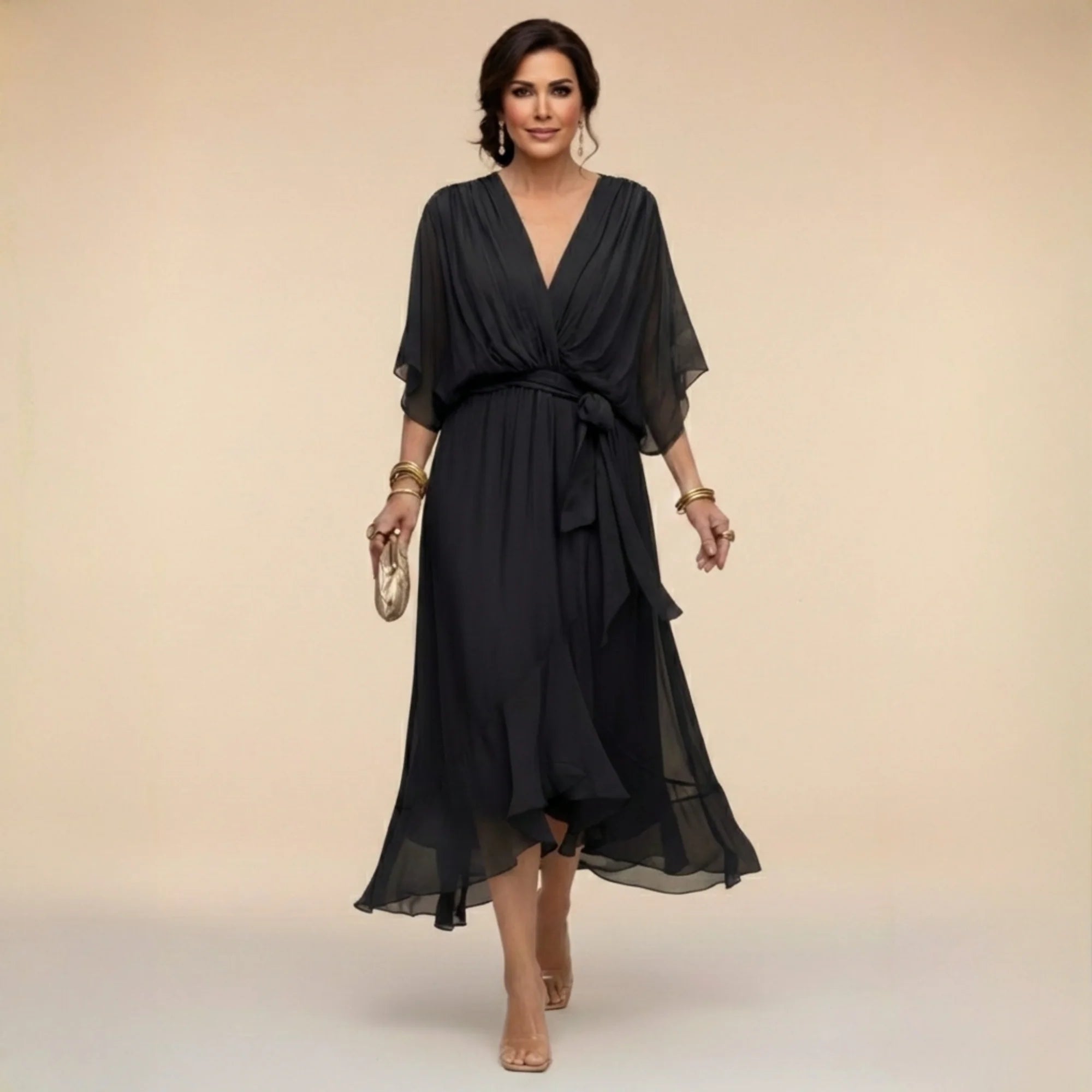 Sofia | Elegante vestido de gasa con escote en V
