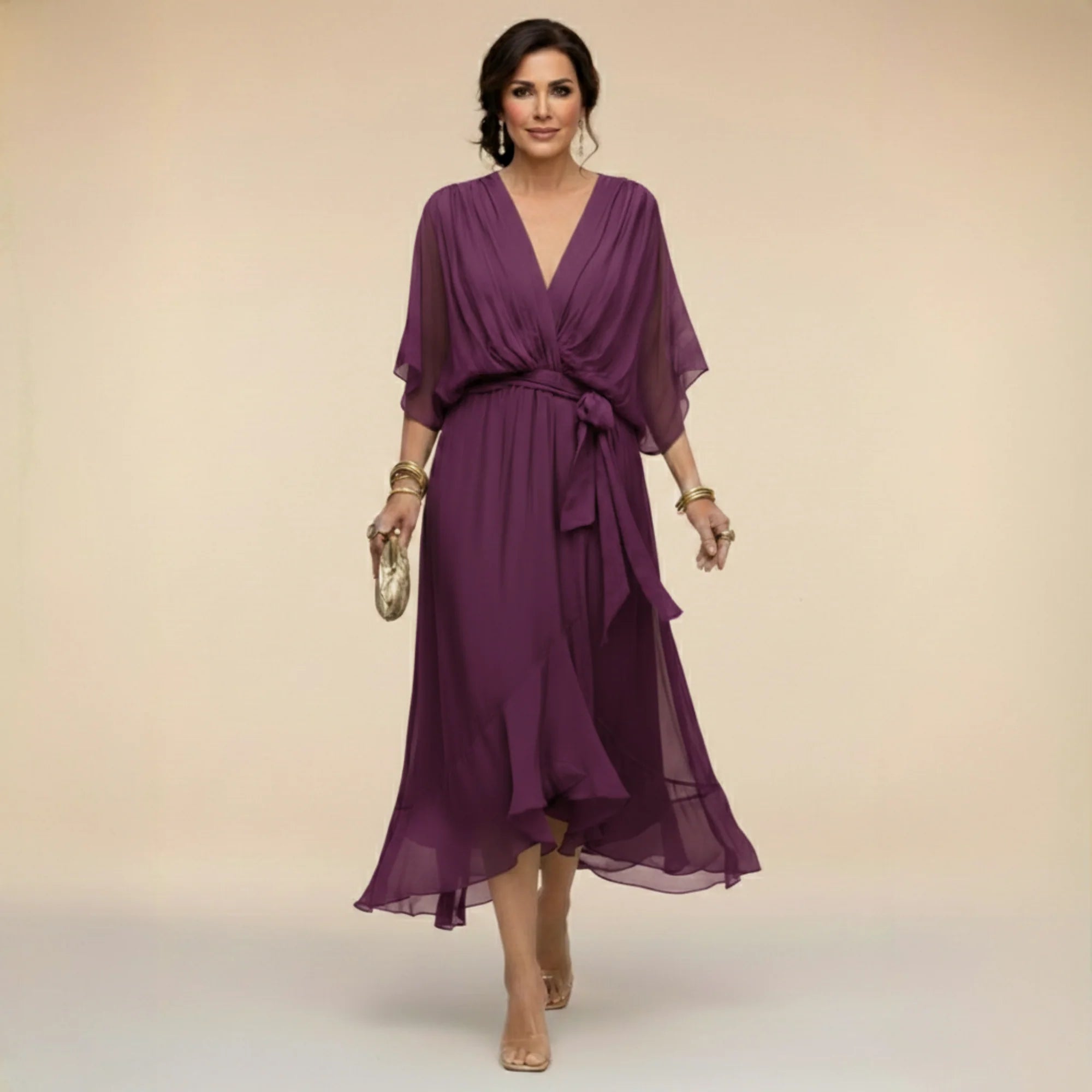 Sofia | Elegante vestido de gasa con escote en V