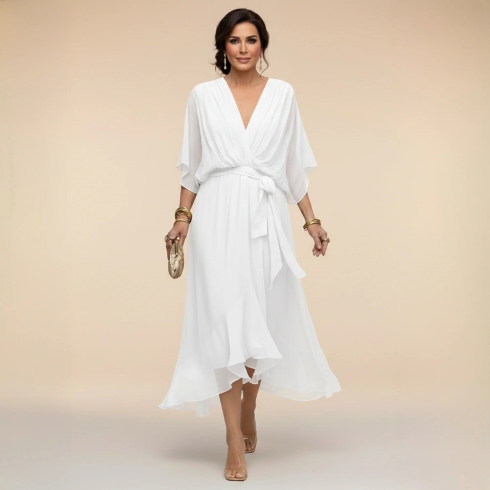 Sofia | Elegante vestido de gasa con escote en V