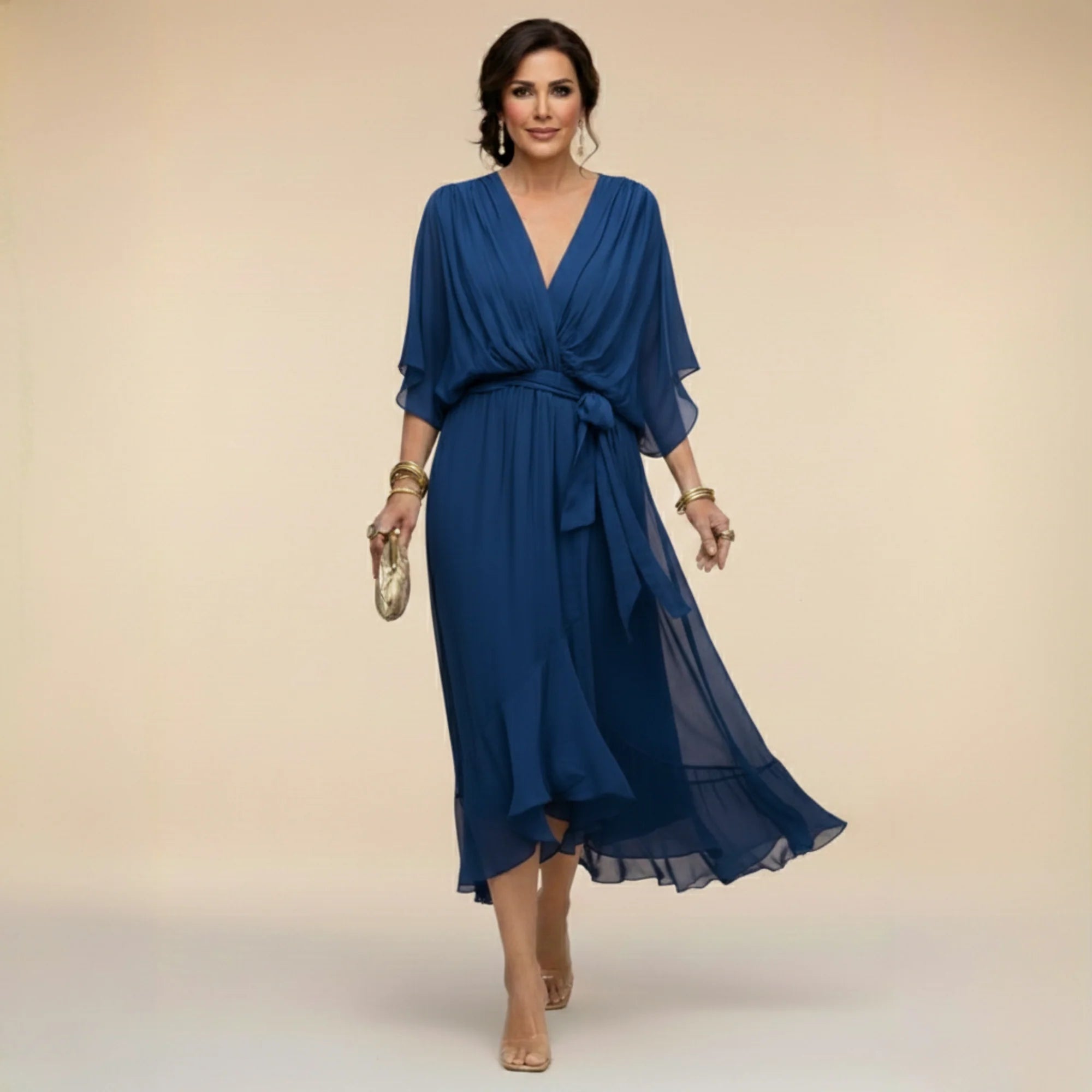 Sofia | Elegante vestido de gasa con escote en V