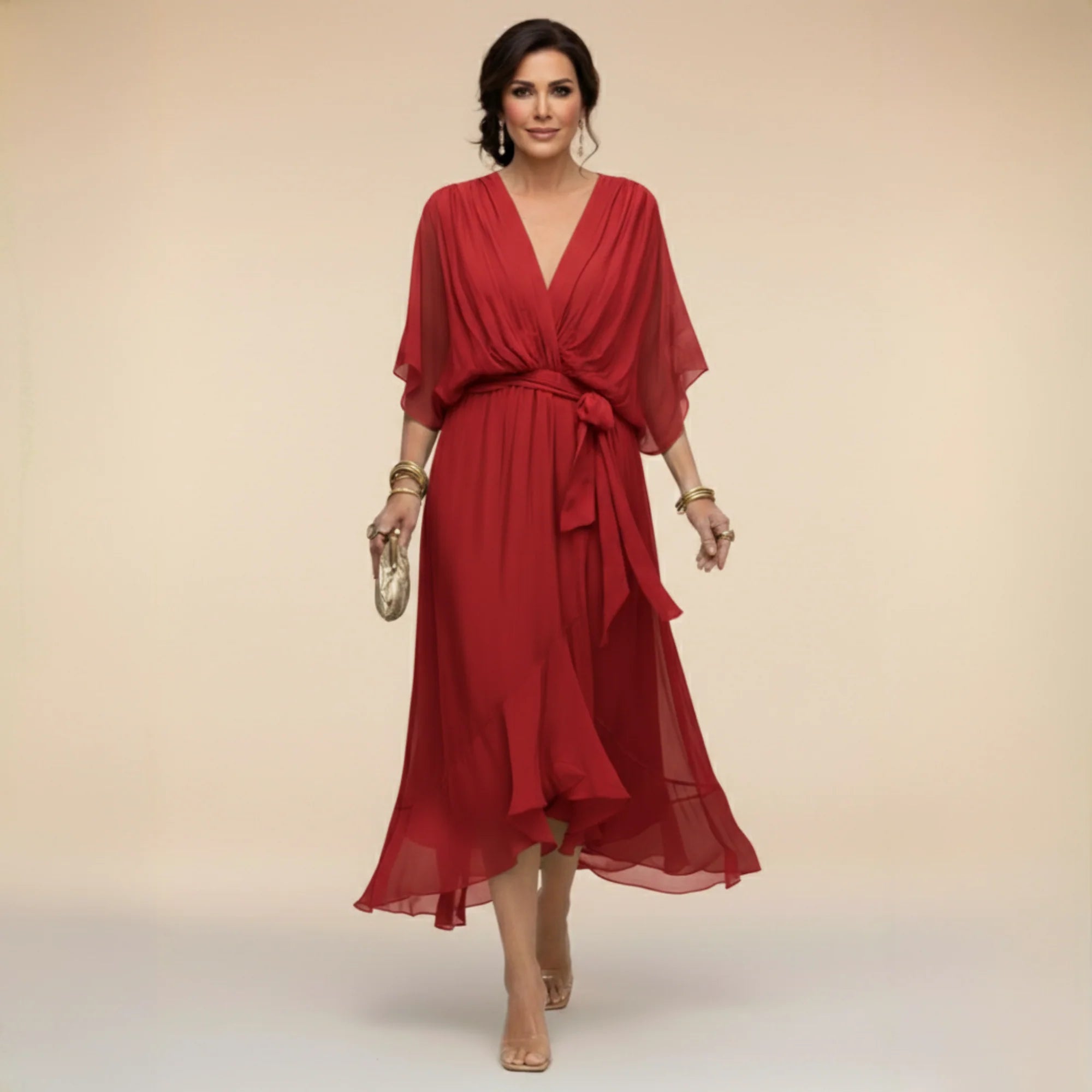 Sofia | Elegante vestido de gasa con escote en V
