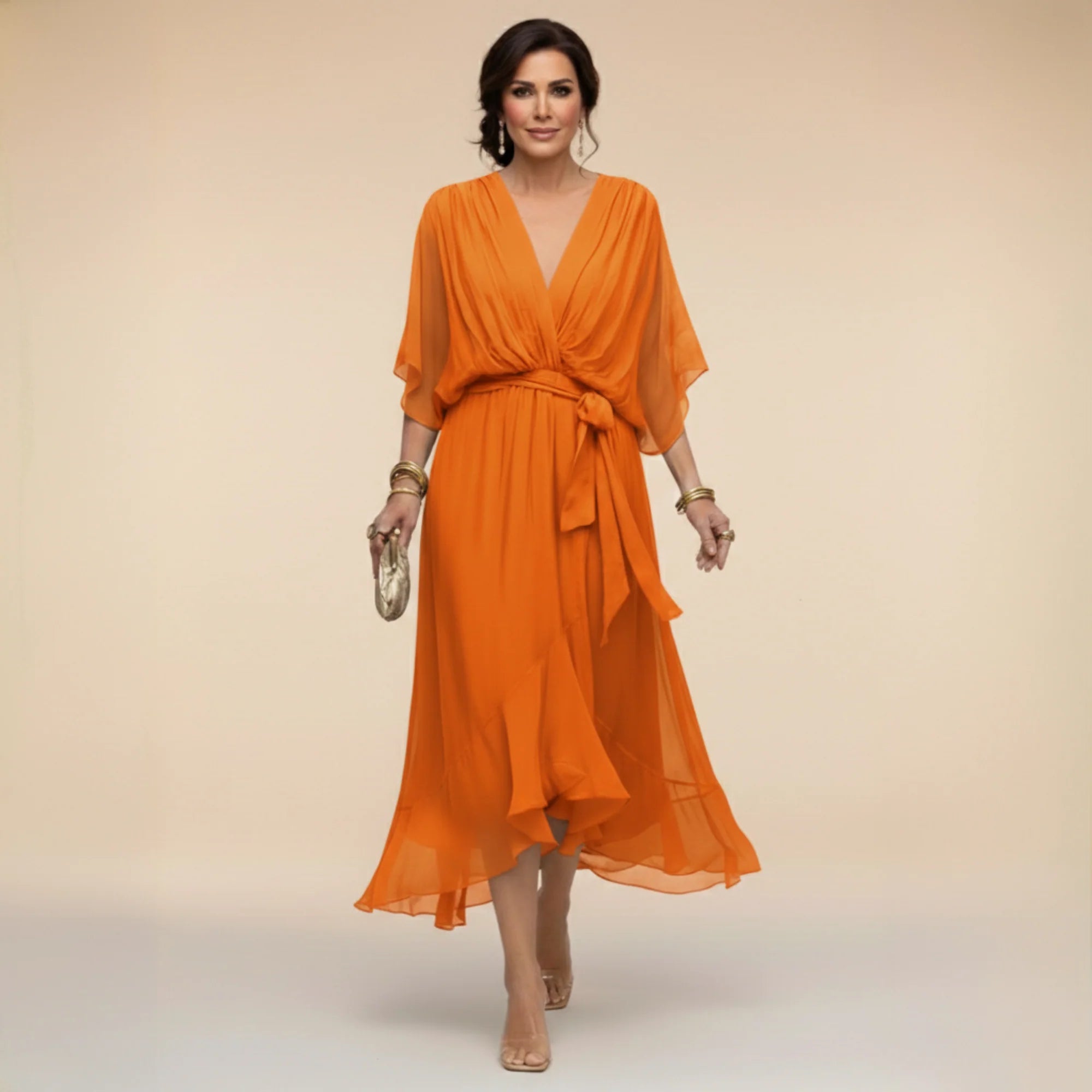 Sofia | Elegante vestido de gasa con escote en V