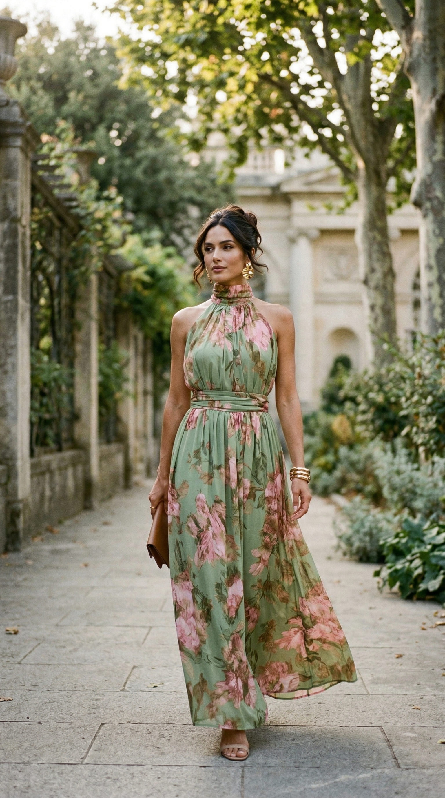 Livia | Vestido largo halter floral
