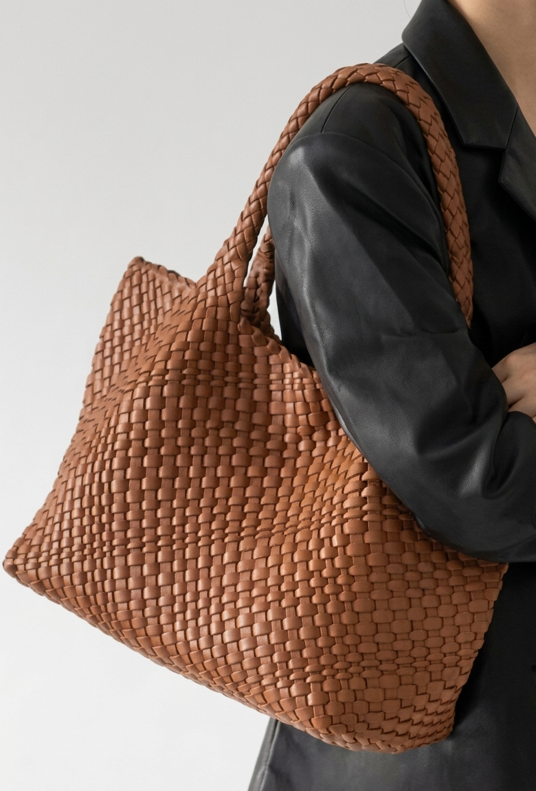 Tote | Bolso tote de cuero tejido a mano