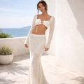 Minima | Conjunto top cropped y falda larga de punto