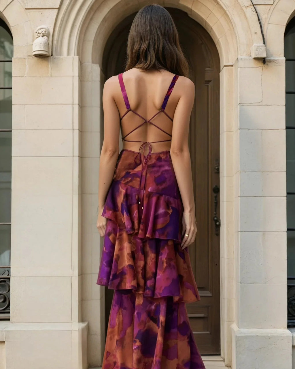 Valentía | Vestido maxi de chiffon con escote en V