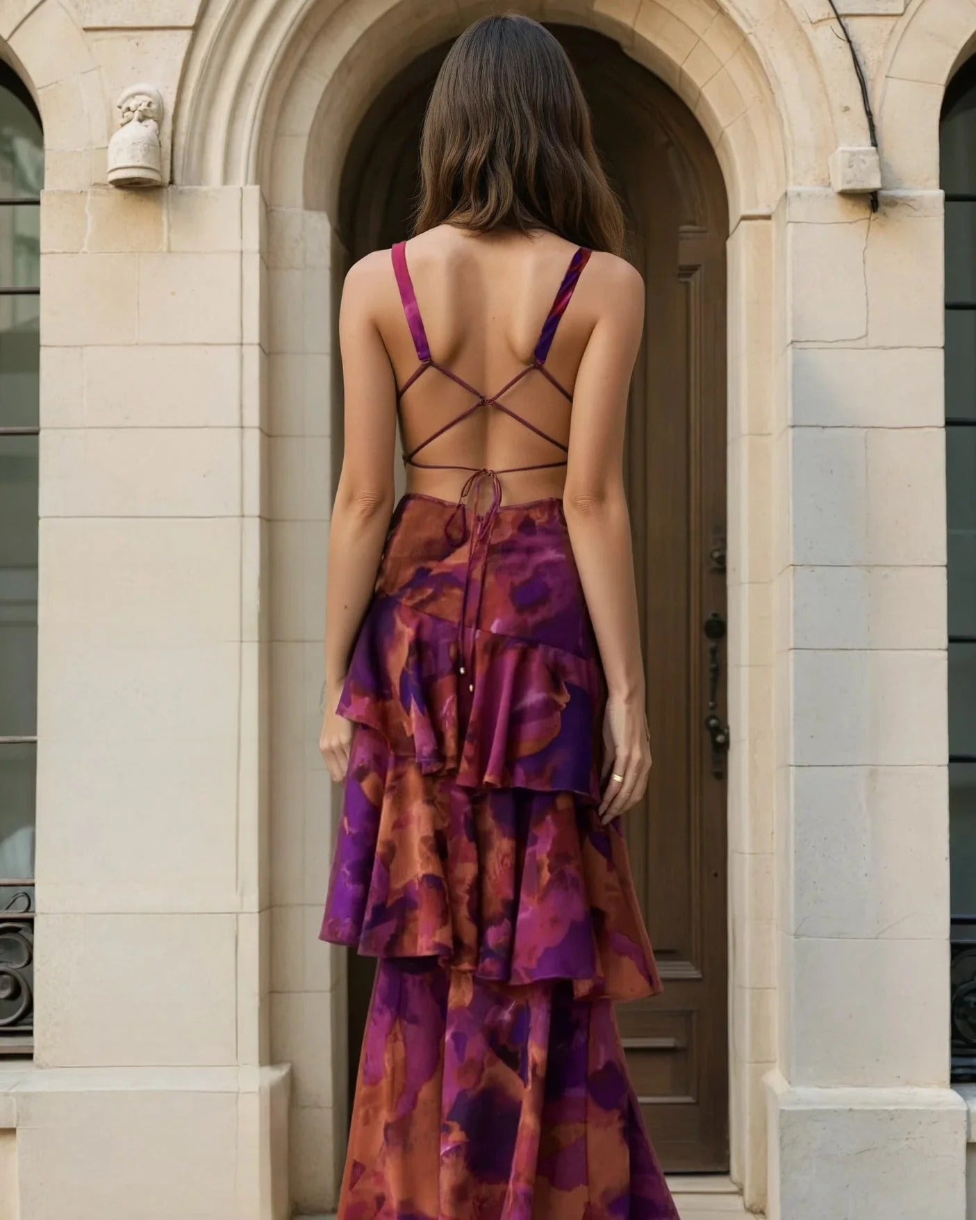 Valentía | Vestido maxi de chiffon con escote en V