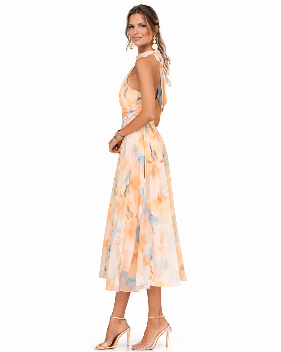 Aurora | Vestido halter con estampado de acuarela