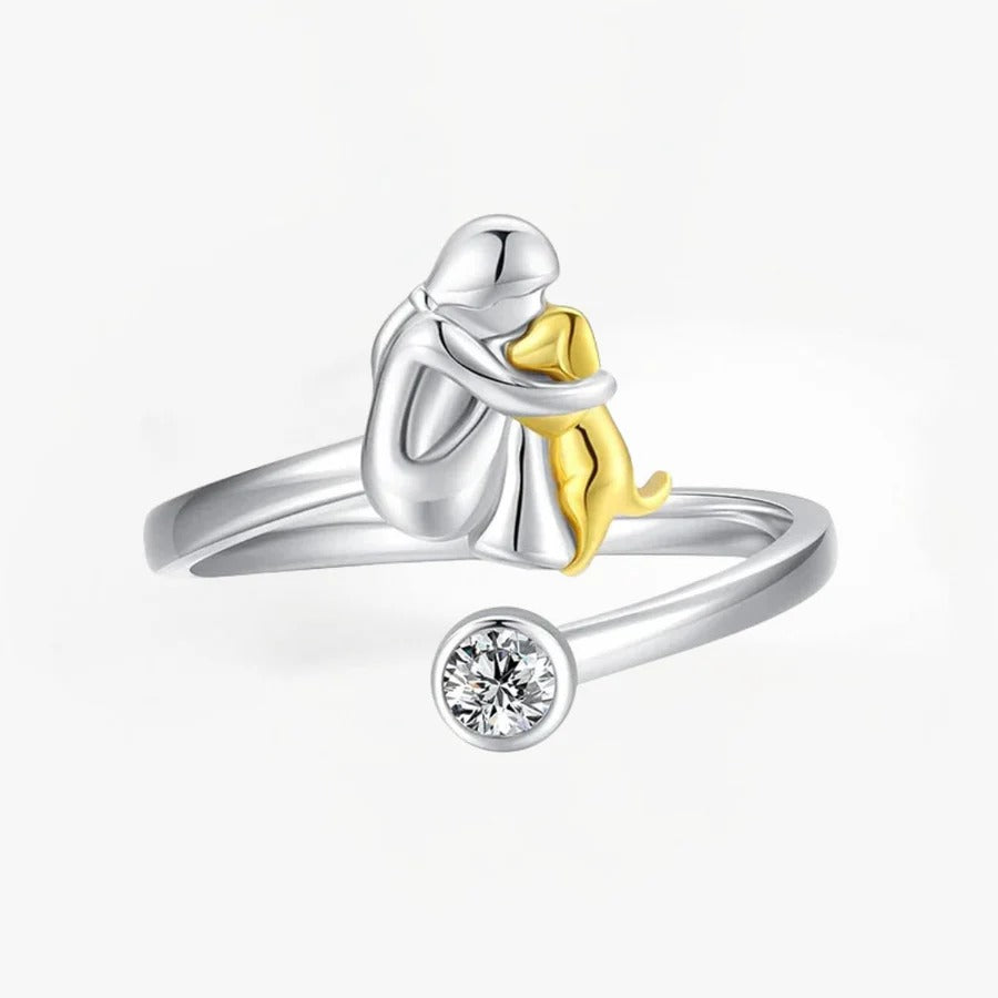 Eterno | Anillo con icono de perro plateado