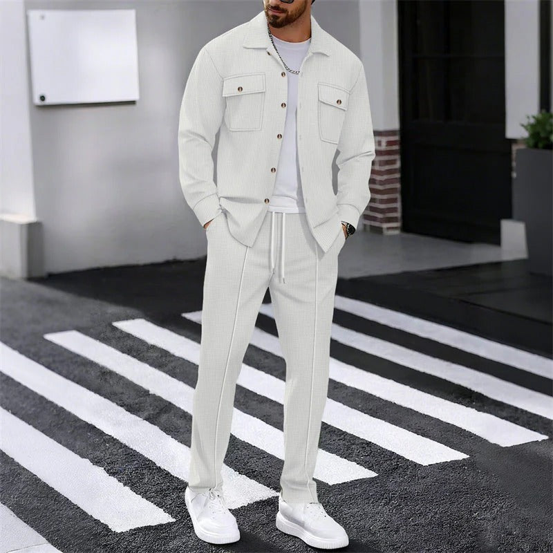 Gofre | Conjunto chaqueta y pantalón de punto para hombre