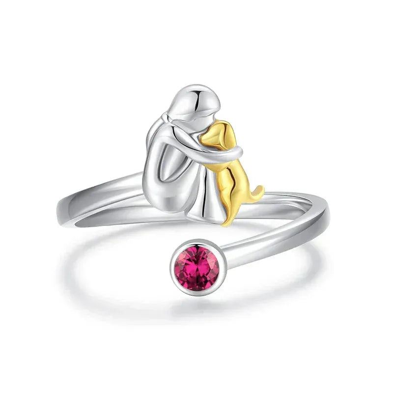 Eterno | Anillo con icono de perro plateado