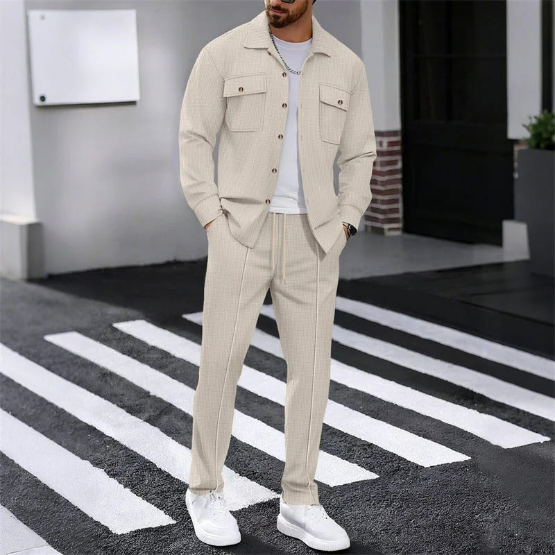 Gofre | Conjunto chaqueta y pantalón de punto para hombre