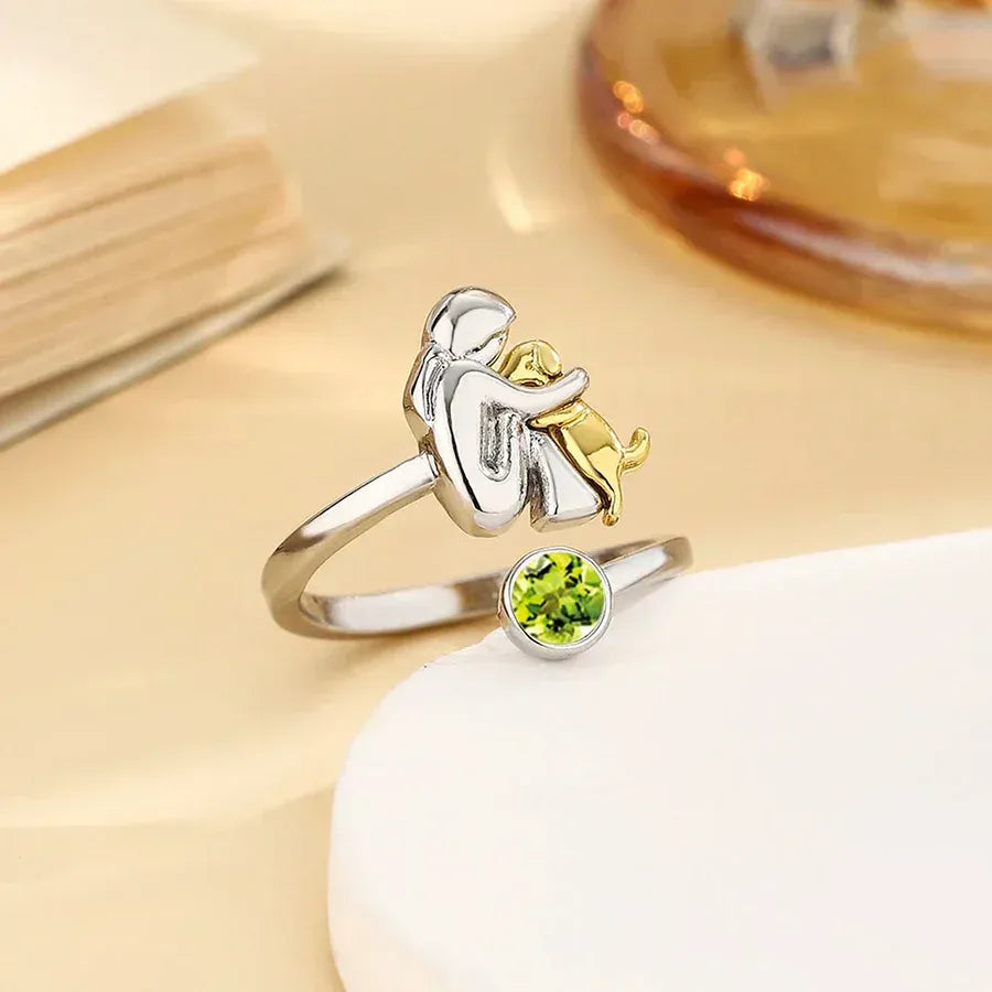 Eterno | Anillo con icono de perro plateado