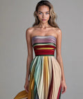 Plisado | Vestido largo plisado sin tirantes