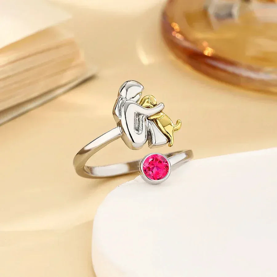 Eterno | Anillo con icono de perro plateado