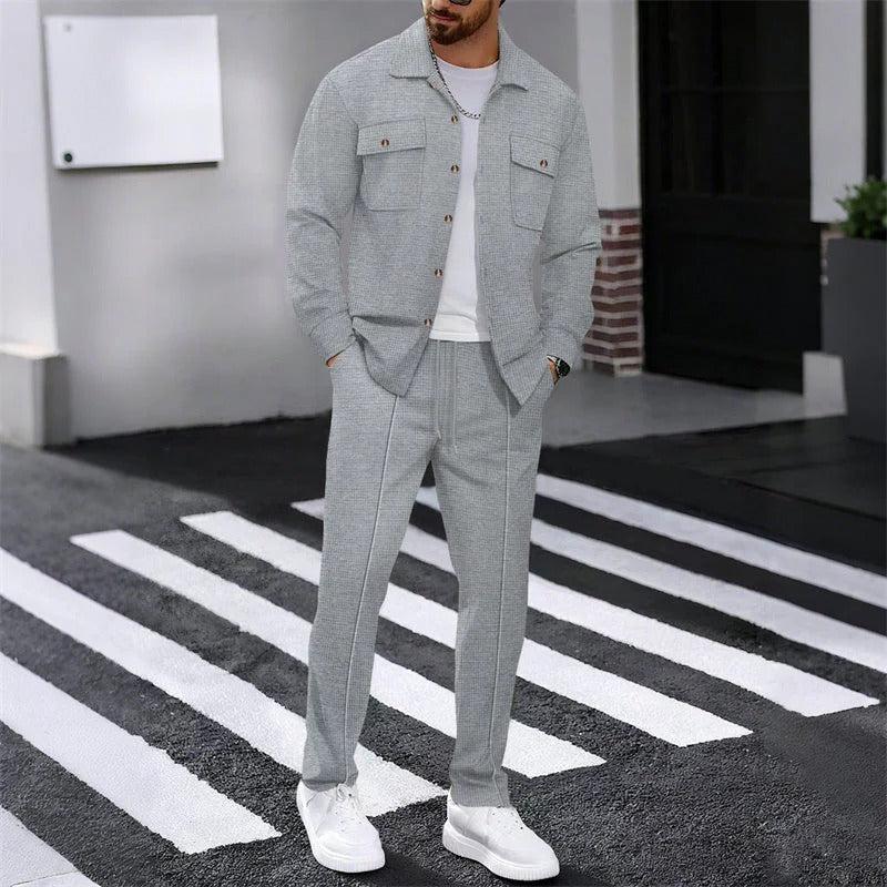 Gofre | Conjunto chaqueta y pantalón de punto para hombre
