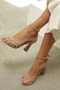 Patchwork | Tacones finos de punta redonda con diseño patchwork