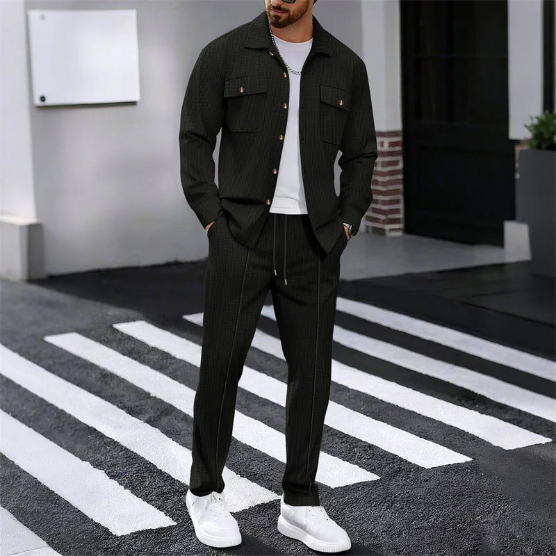 Gofre | Conjunto chaqueta y pantalón de punto para hombre