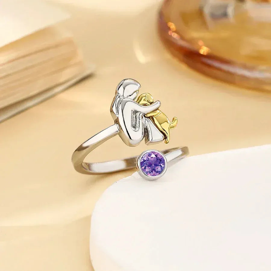 Eterno | Anillo con icono de perro plateado