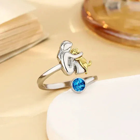 Eterno | Anillo con icono de perro plateado