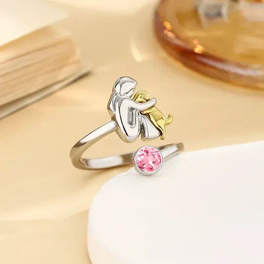 Eterno | Anillo con icono de perro plateado