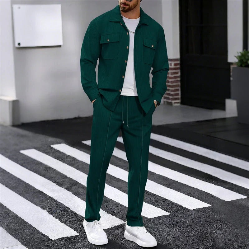 Gofre | Conjunto chaqueta y pantalón de punto para hombre