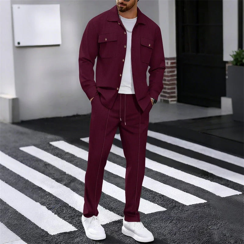 Gofre | Conjunto chaqueta y pantalón de punto para hombre