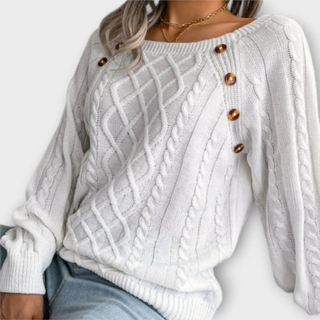Botones | Jersey de punto con botones y cuello redondo