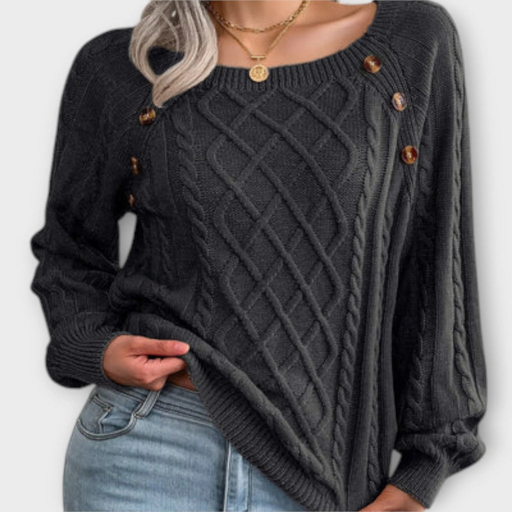 Botones | Jersey de punto con botones y cuello redondo