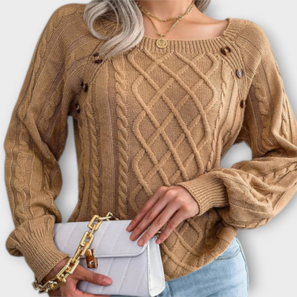 Botones | Jersey de punto con botones y cuello redondo