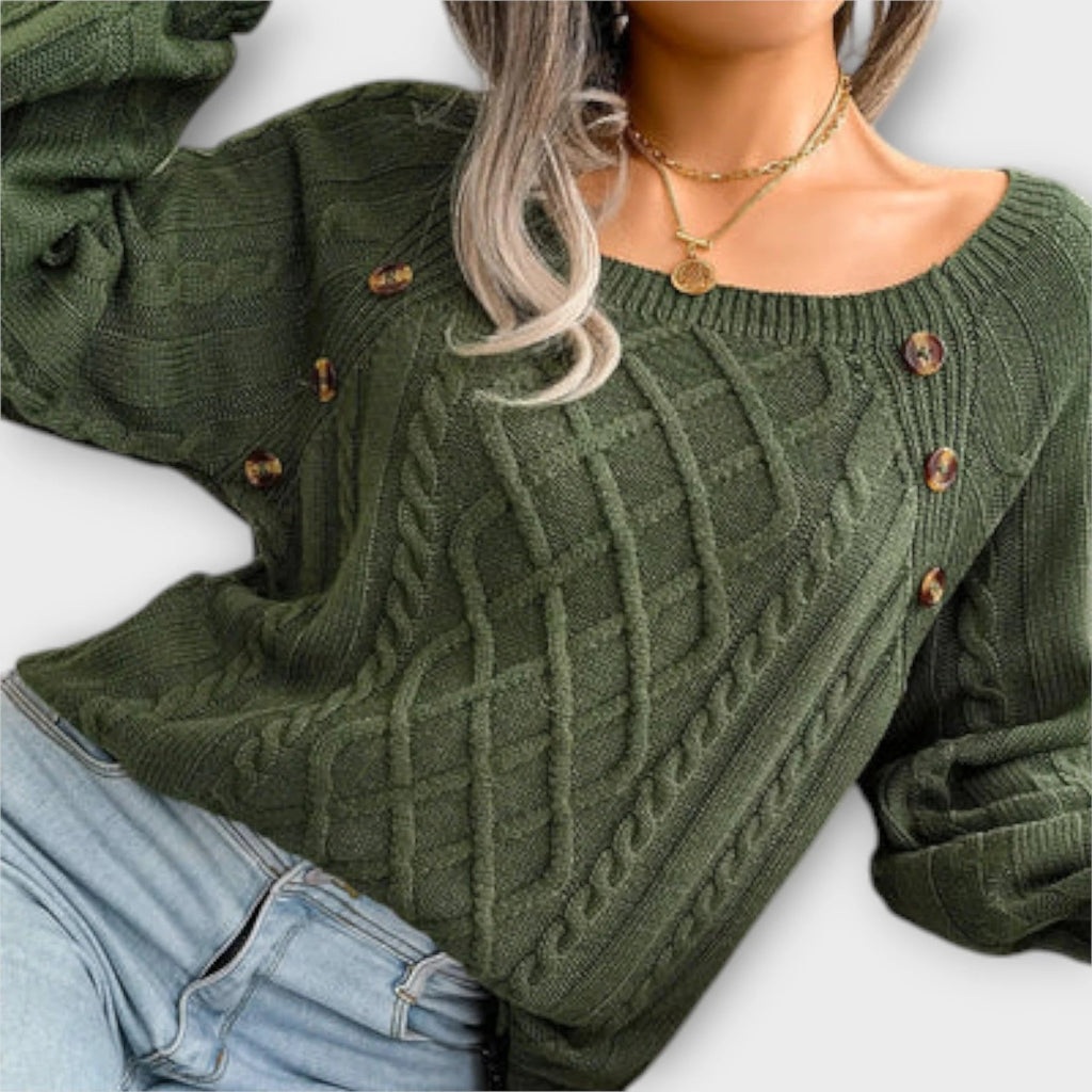 Botones | Jersey de punto con botones y cuello redondo