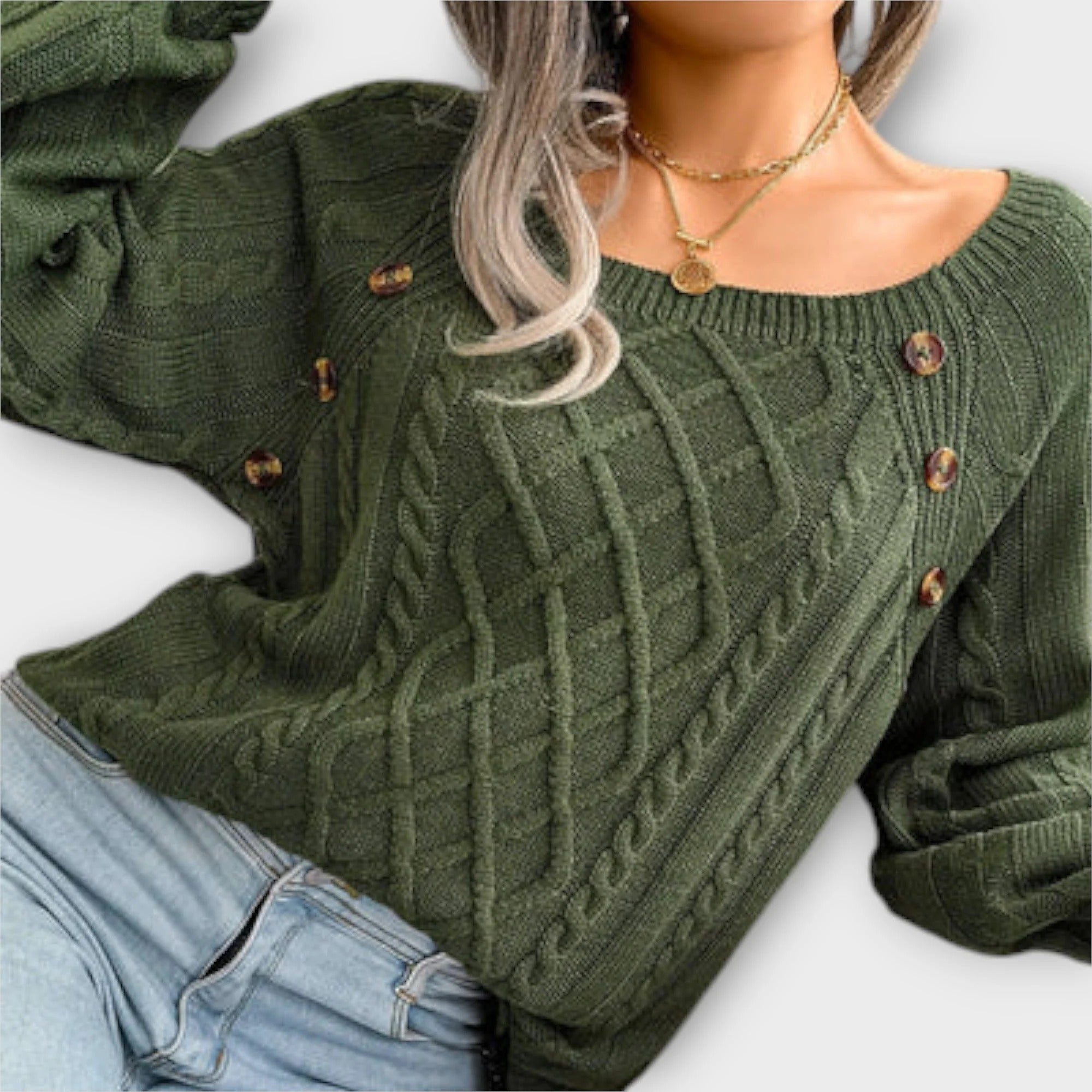 Botones | Jersey de punto con botones y cuello redondo