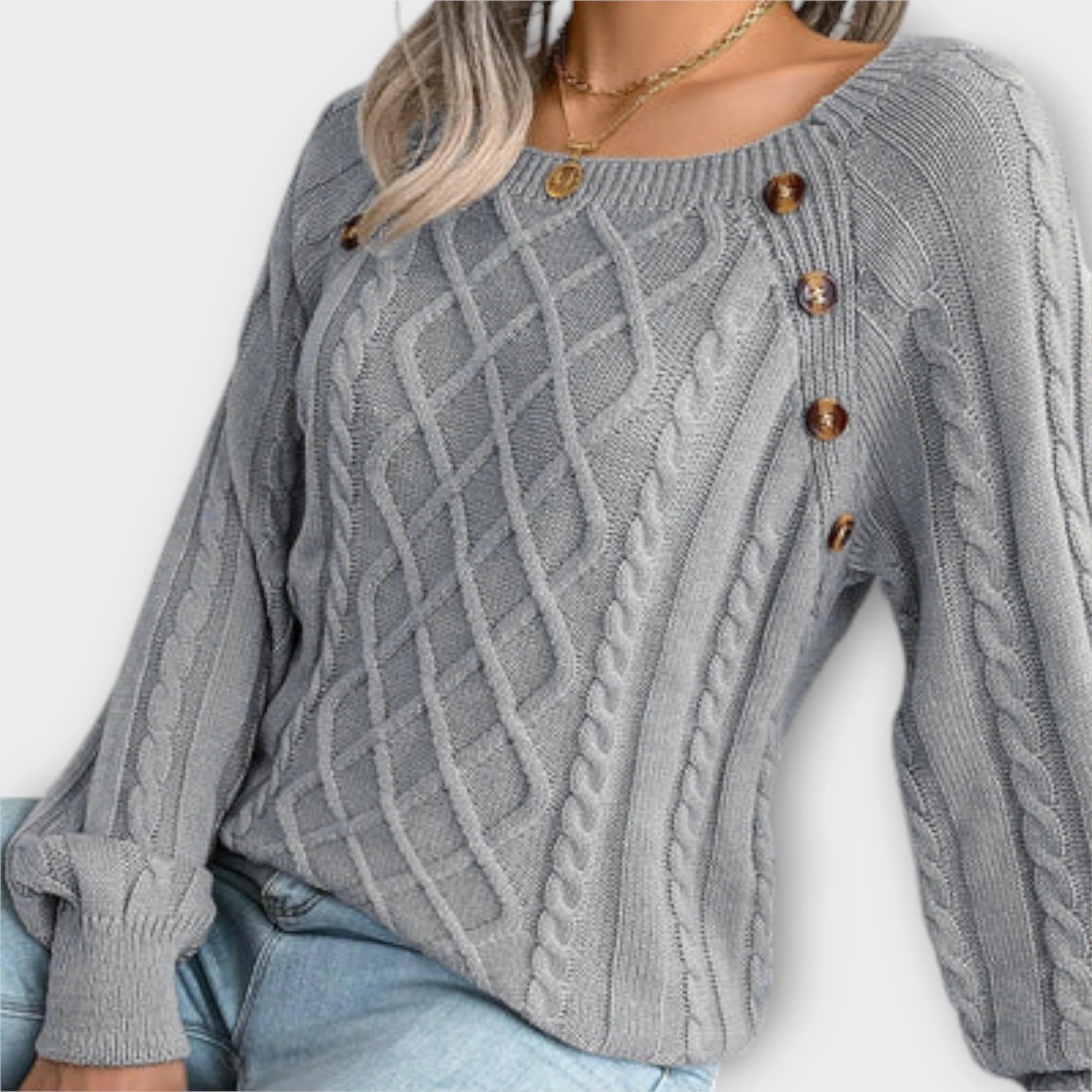 Botones | Jersey de punto con botones y cuello redondo