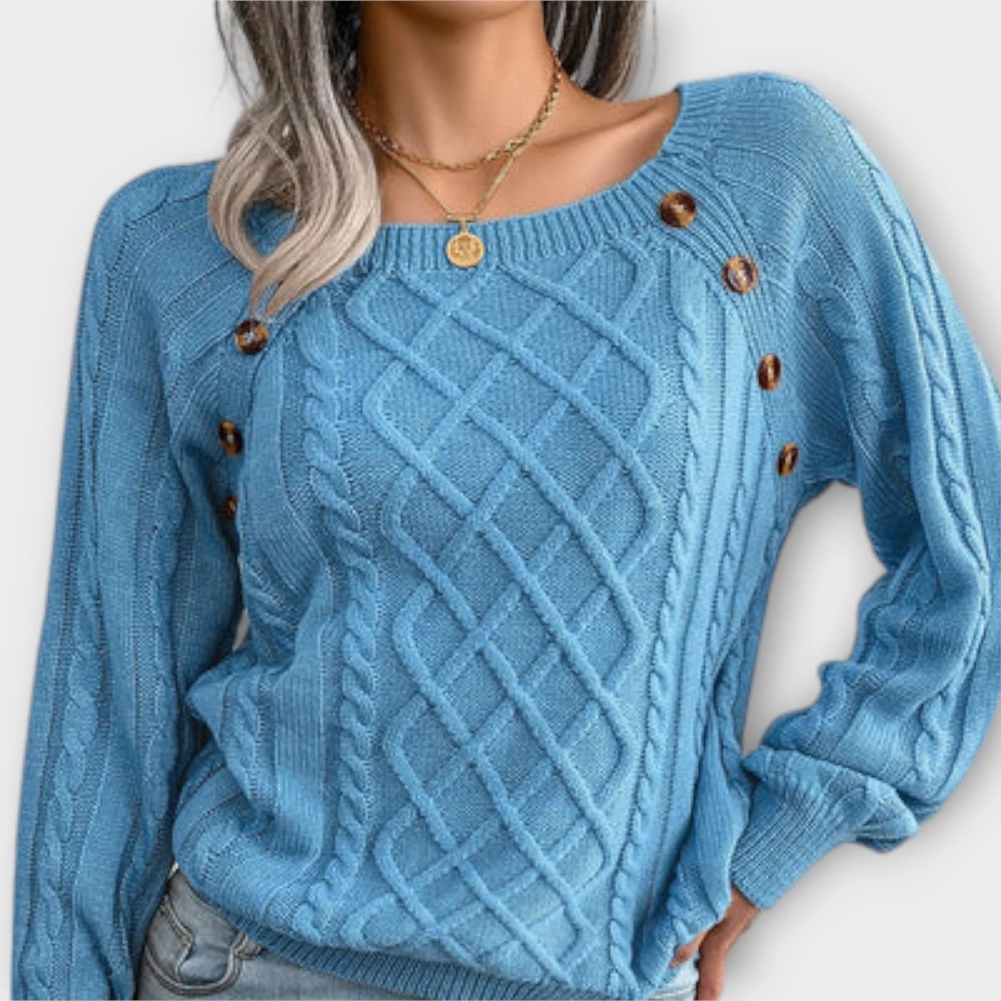 Botones | Jersey de punto con botones y cuello redondo