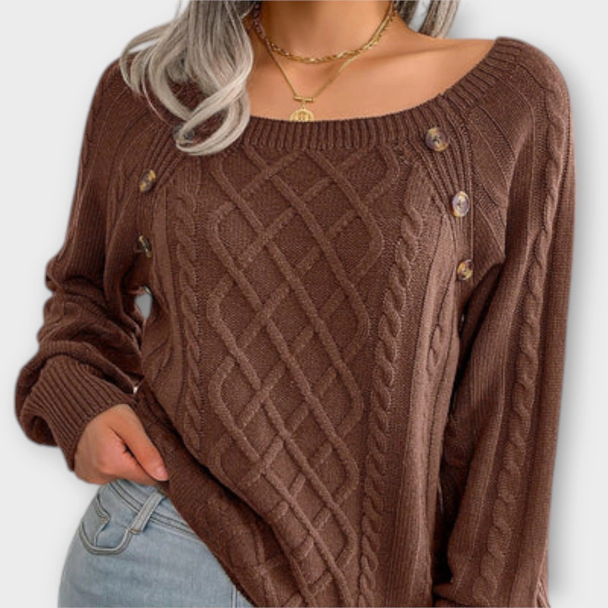 Botones | Jersey de punto con botones y cuello redondo