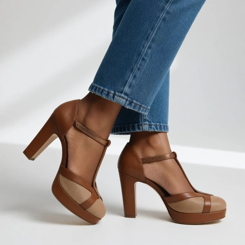 Retro Chic | Zapatos de tacón con tira central elegante