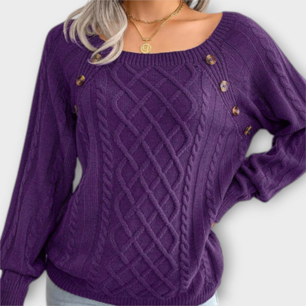 Botones | Jersey de punto con botones y cuello redondo