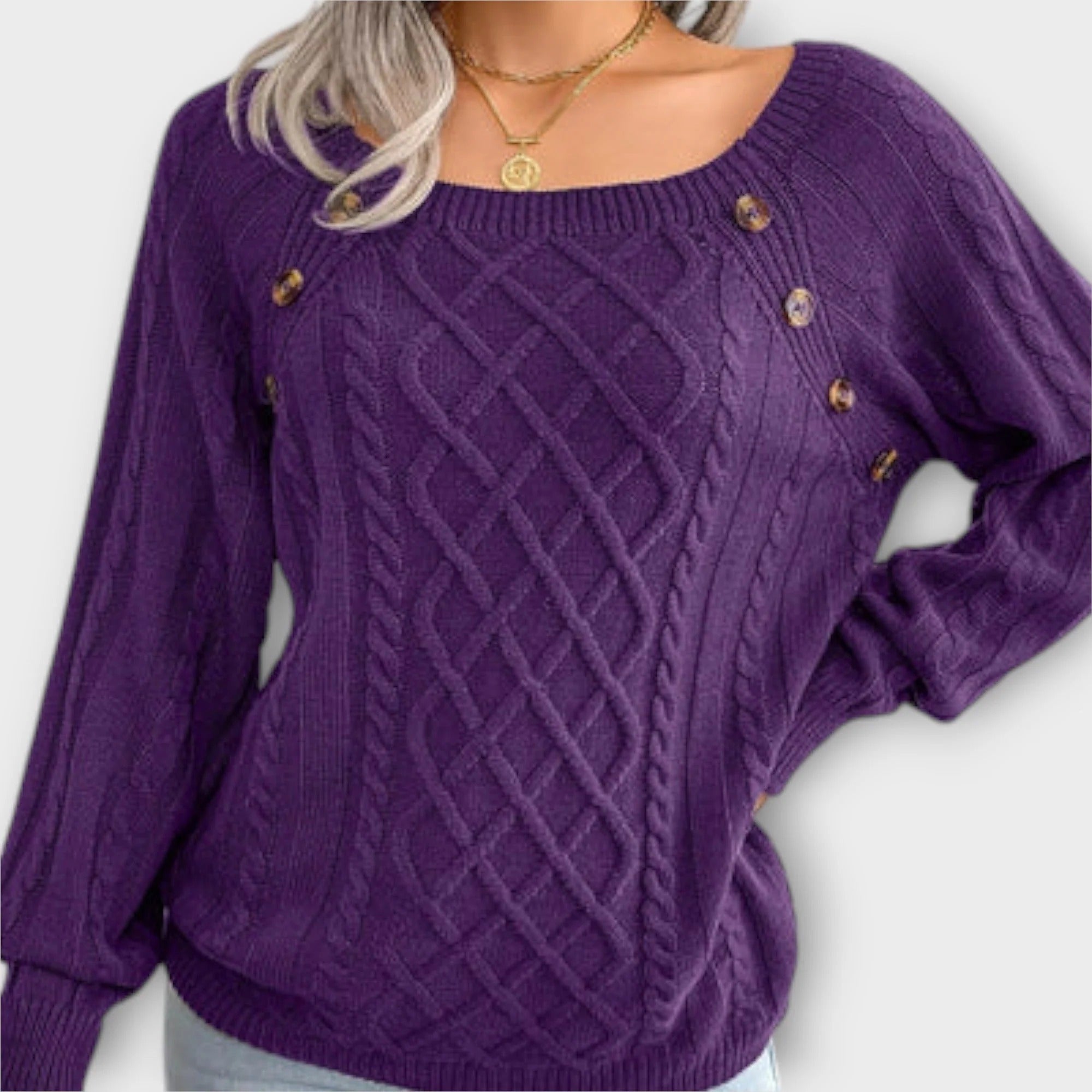 Botones | Jersey de punto con botones y cuello redondo