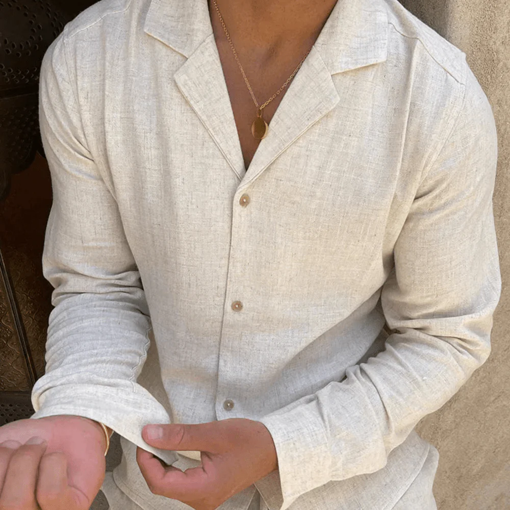 Lino Cuba | Conjunto de lino con cuello cubano