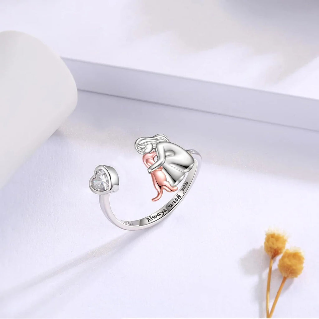 Siempre | Anillo con icono de perro plateado