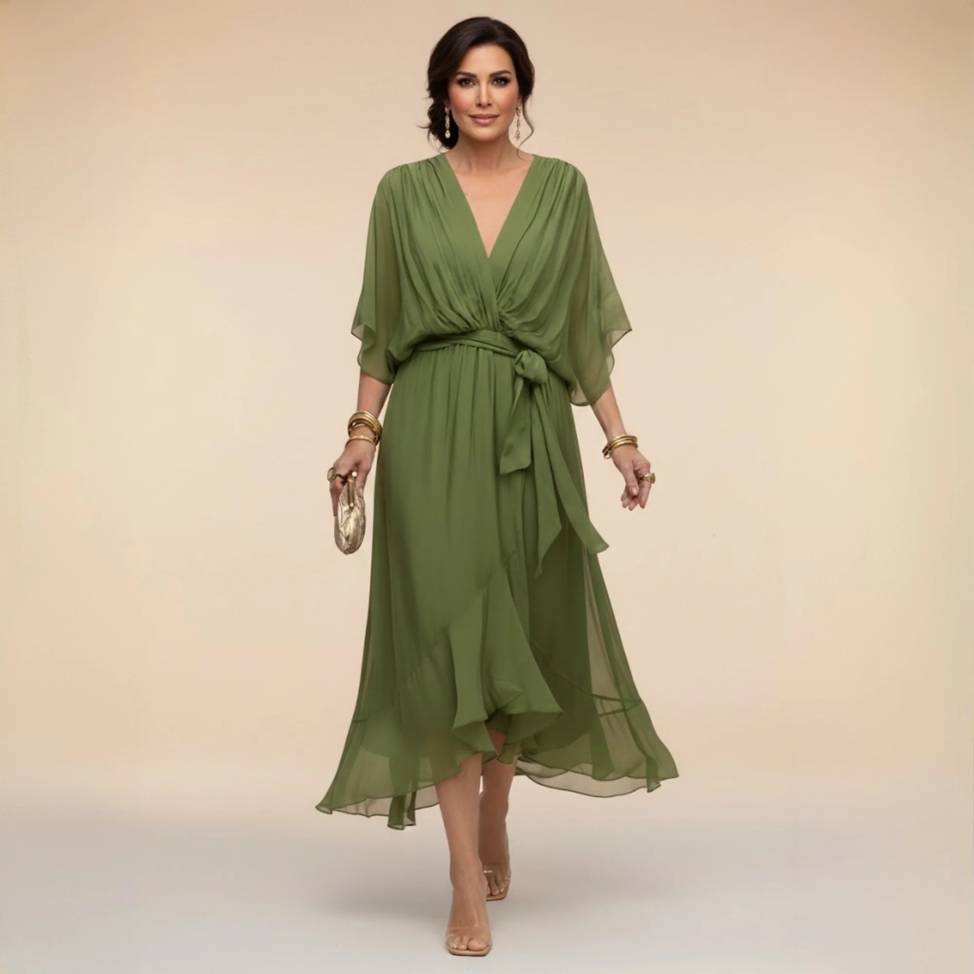 Sofia | Elegante vestido de gasa con escote en V