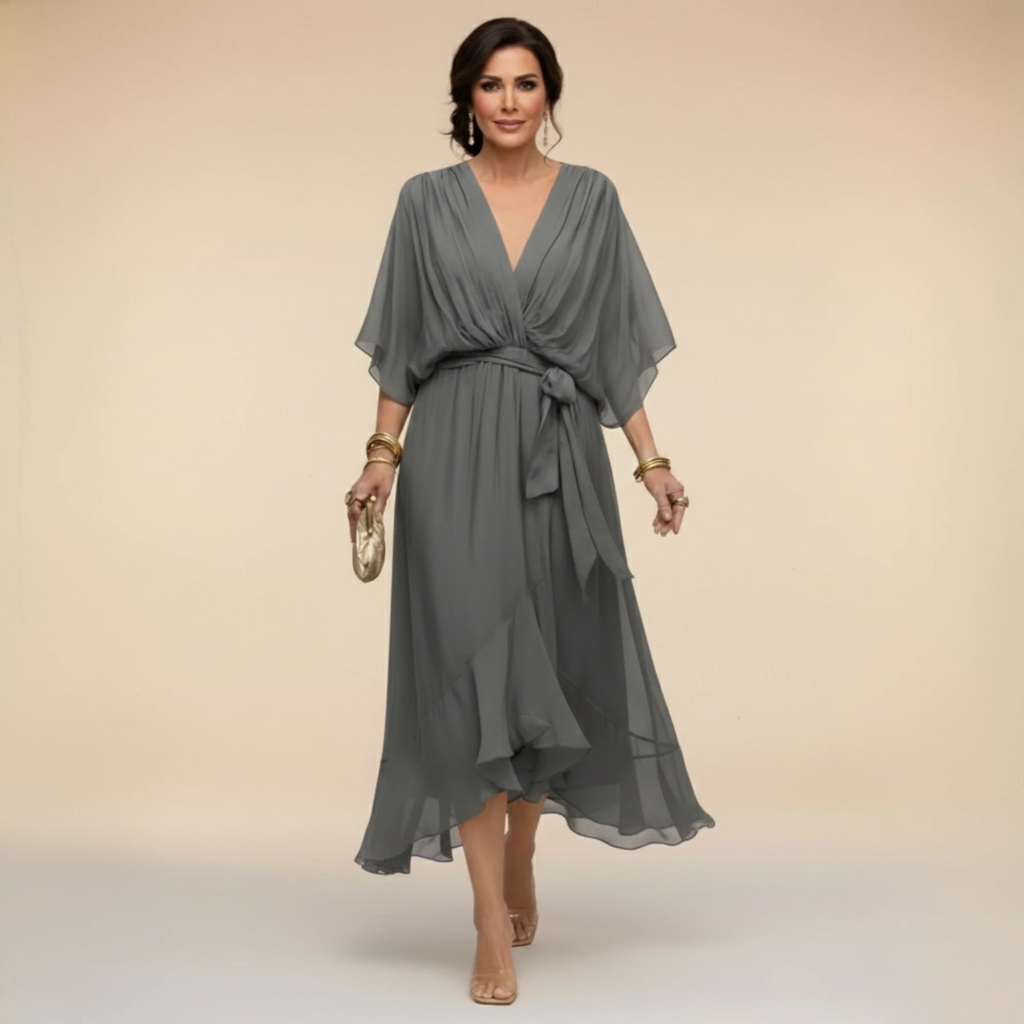 Sofia | Elegante vestido de gasa con escote en V