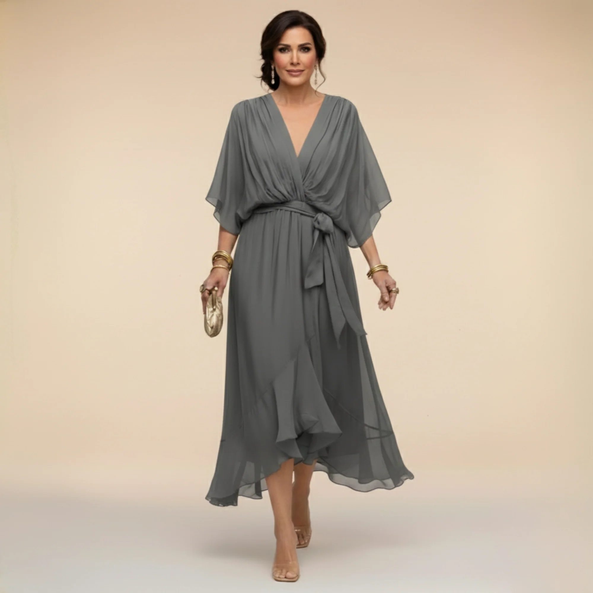 Sofia | Elegante vestido de gasa con escote en V