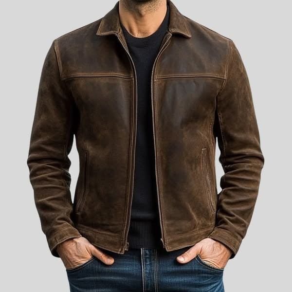 Andrés | Chaqueta de ante con cremallera