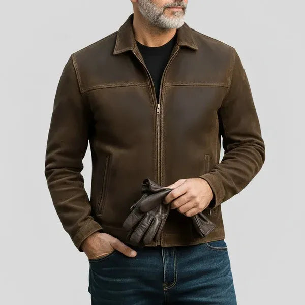 Andrés | Chaqueta de ante con cremallera