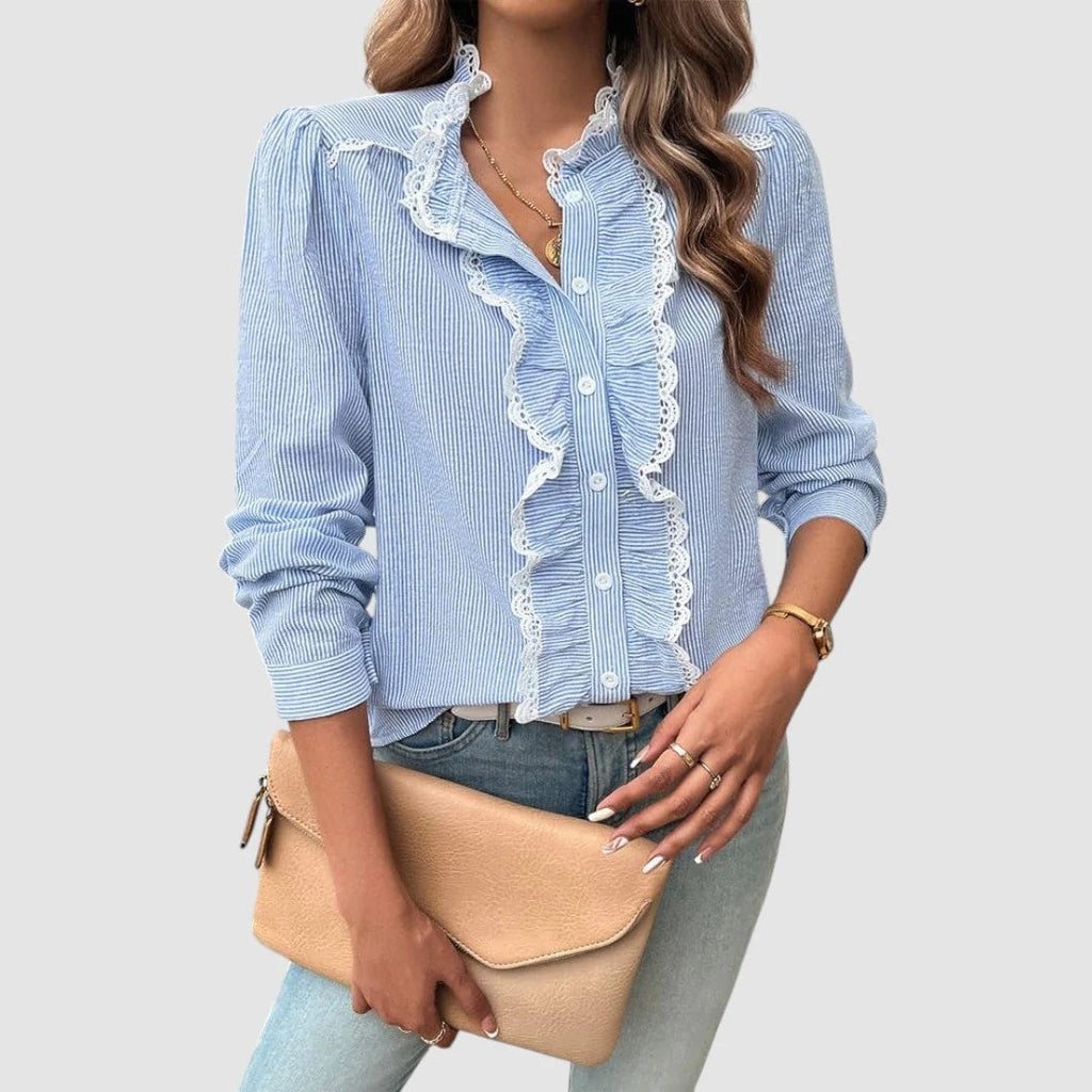 Suave | Camisa de manga larga con pliegues de mujer