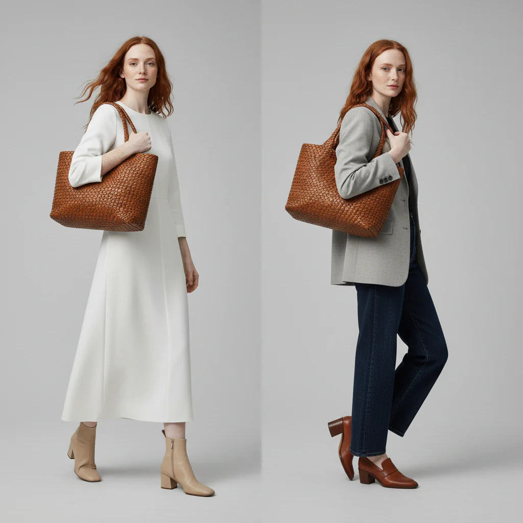 Tote | Bolso tote de cuero tejido a mano