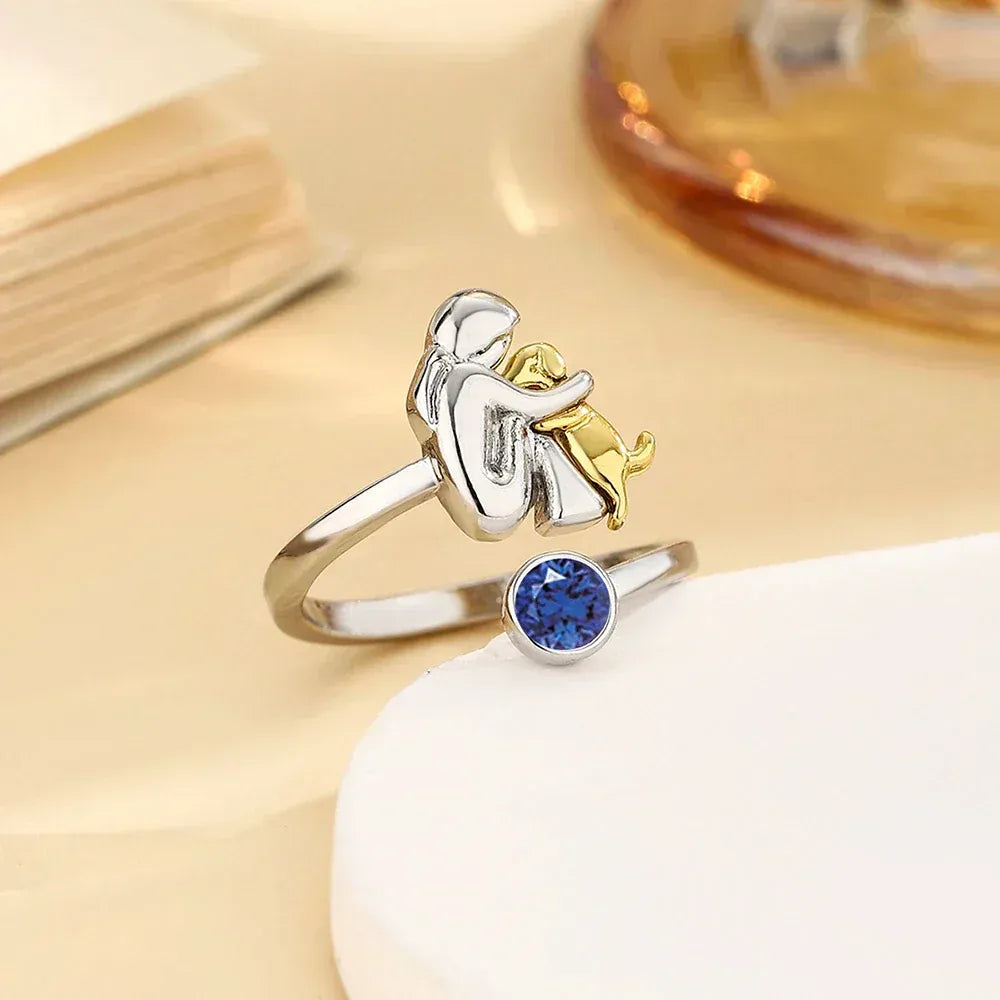 Eterno | Anillo con icono de perro plateado